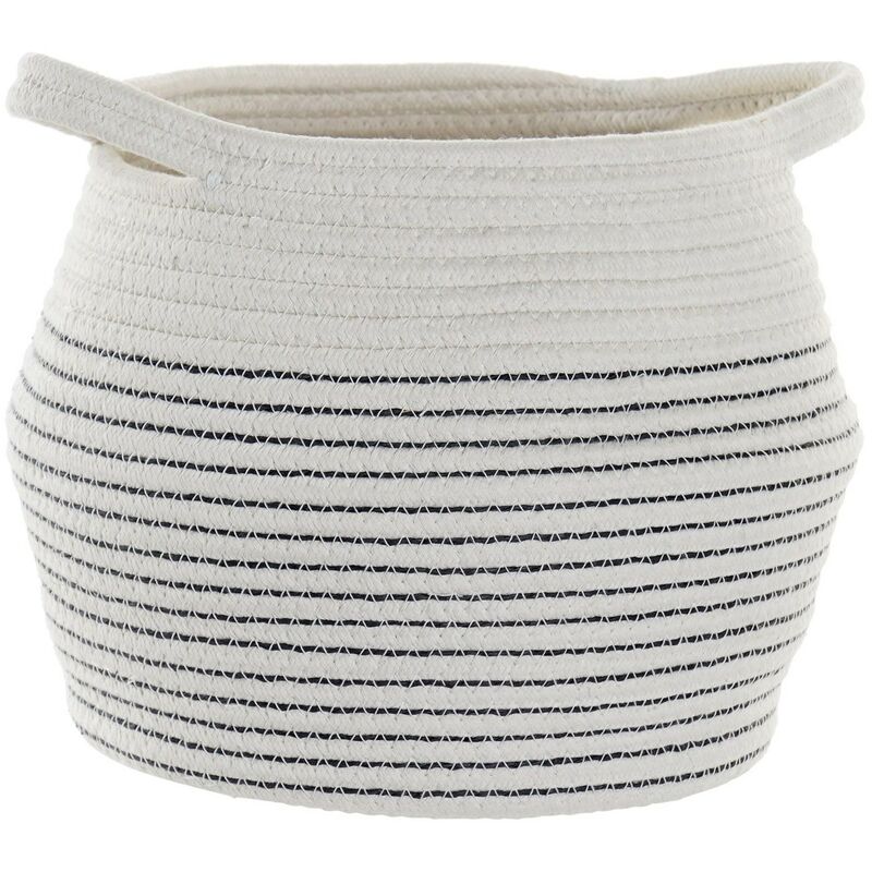 

Cesta Item de algodón en color blanco con rayas 23 x 23 x 23 cm