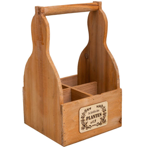 Cesta Macetero de madera marrón 18x18x10/30