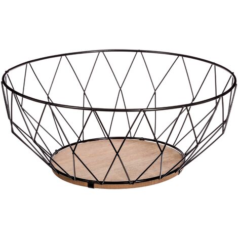 Papelera metálica rombo 28cm negro - cesta en rombo, metal y mdf, dimensiones 28x11,5 cm - 5Five