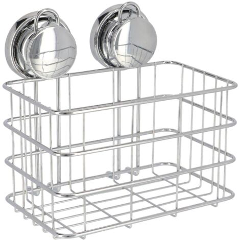 Cesta metálica grande con ventosas - cromo - Tendance