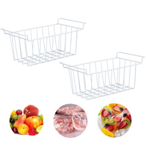 Cesta metálica para congelador con revestimiento de PE, 39 x 24,5 x 20 cm, para organización del almacenamiento en el frigorífico.