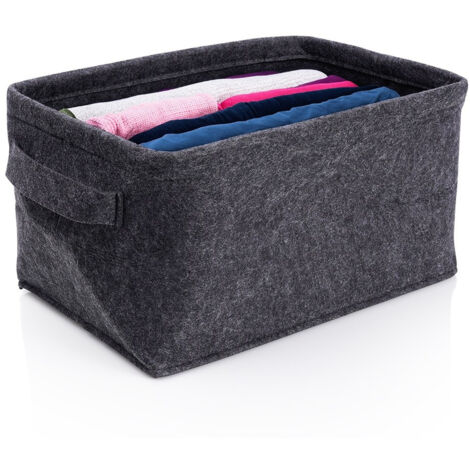 Cesta organizadora plegable de fieltro negra de 36 x 27 x 20 cm.