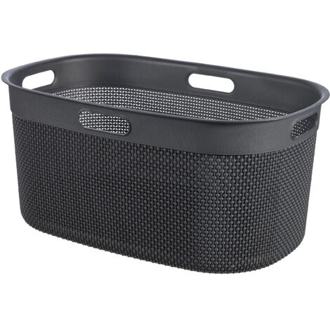 Cesta ovale portabiancheria Keter in plastica 59 x 39 x 27 cm colore grigio