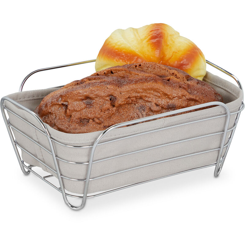 

Cesta Pan con Forro de Tela, Rectangular, Cesta de Desayuno para Pan, Canasta de pan 10 x 23,5 x 17 cm, Gris