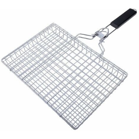 Cesta Para Barbacoa MINKUROW, Cesta Plegable De Acero Inoxidable Para Cocinar Pescado, Verduras O Camarones, Con Asa Desmontable, Cepillo Para Rociar Y Bolsa De Almacenamiento. (Tipo 1)