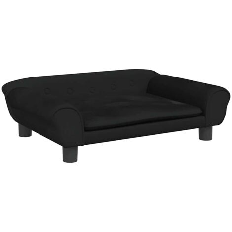 Cesta para cama para perros cómodo sofá 70 x 48 x 22 cm terciopelo negro 020042886
