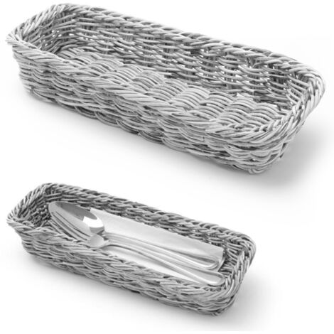 Cesta para cubiertos (tenedores, cuchillos y cucharas), gris jaspeado, 270 x 100 x 45 mm - Hendi 426081
