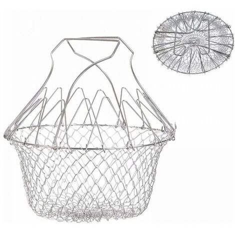 cesta para freír, cesta para ensalada, colador de acero inoxidable, cesta para freír expandible, cesta para freír de cocina