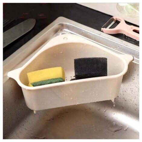 Cesta para guardar el grifo de la cocina, cesta colgante para esponjas, escurridor con clip triangular, contenedor de almacenamiento para el hogar
