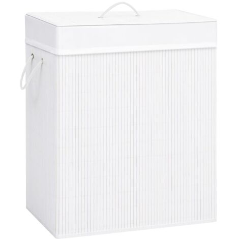 Cesta para la ropa sucia de bambú de una sección blanca 83 l