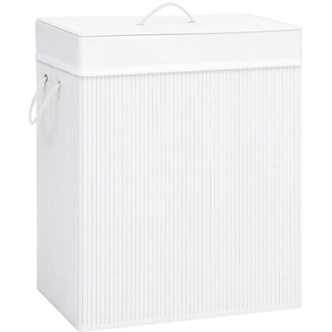 Cesta para la ropa sucia de bambú de una sección blanca 83 l vidaXL