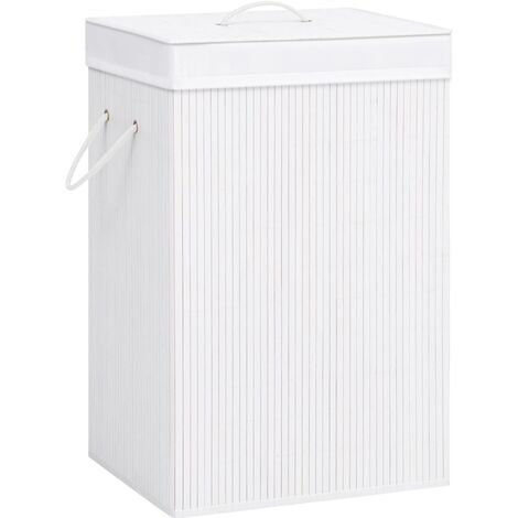 Cesta para la ropa sucia de bambú de una sección blanca vidaXL