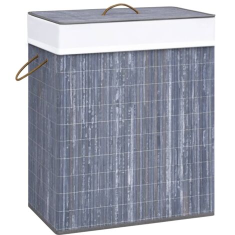 Cesta para la ropa sucia de bambú de una sección gris 83 l