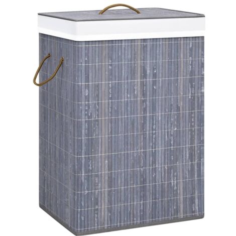 Cesta para la ropa sucia de bambú de una sección gris