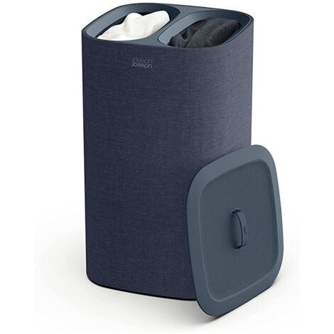 Cesta para la Separación de la Colada Joseph Joseph Tota, para Organizar la Ropa, 60 Litros, Materiales Duraderos, Asas Ergonómicas, Diseño Elegante en Negro, Fácil de Limpiar.