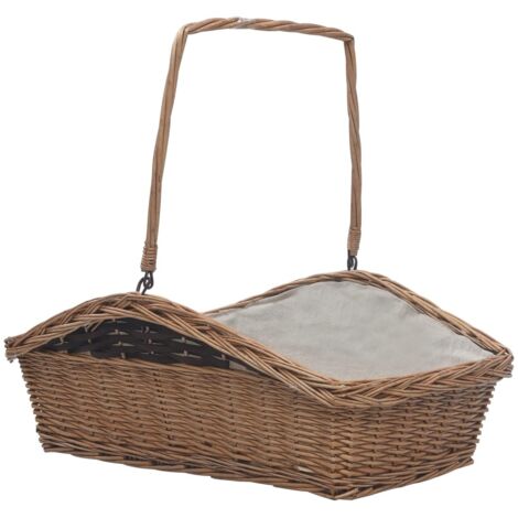 Cesta para leña con asas sauce marrón 61,5x46,5x58 cm