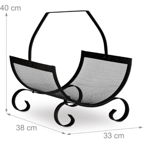 Cesta para leña de metal Porta leña de metal negro 130002179