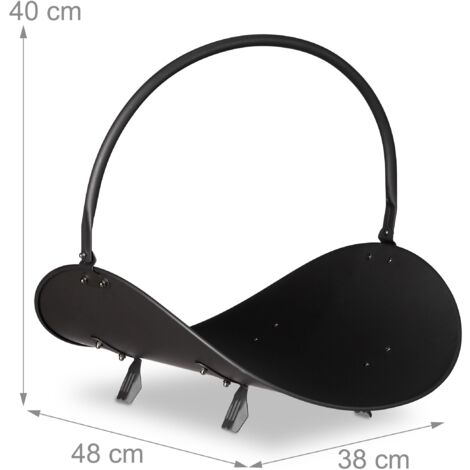 Cesta para leña de metal, soporte para leña de metal negro 130002177