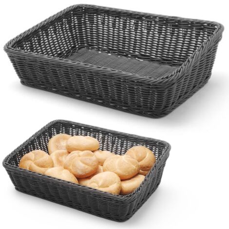 Cesta para pan, oblicua, rectangular, negra, 400x300x120 mm - Hendi 426661