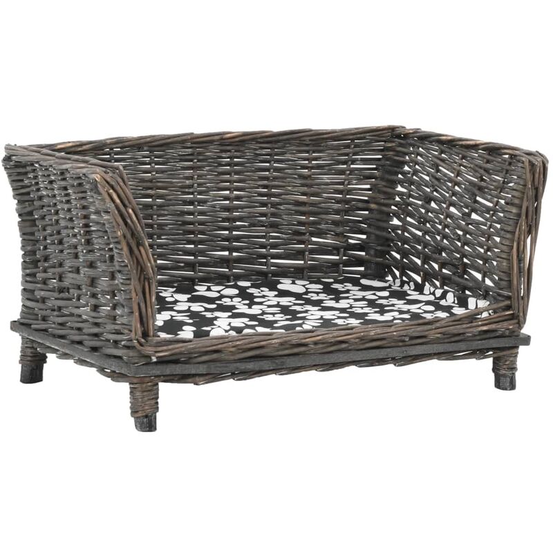 

vidaXL Cesta para perros con cojín sauce natural gris 50x33x30 cm - Gris