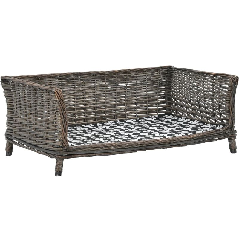 

vidaXL Cesta para perros con cojín sauce natural gris 90x54x35 cm - Gris