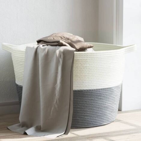 Cesta para ropa sucia algodón gris y  Ø60x36 cm