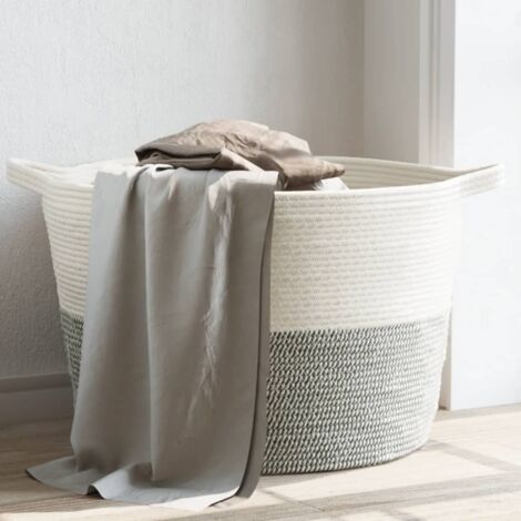 Cesta para ropa sucia algodón gris y  Ø60x36 cm