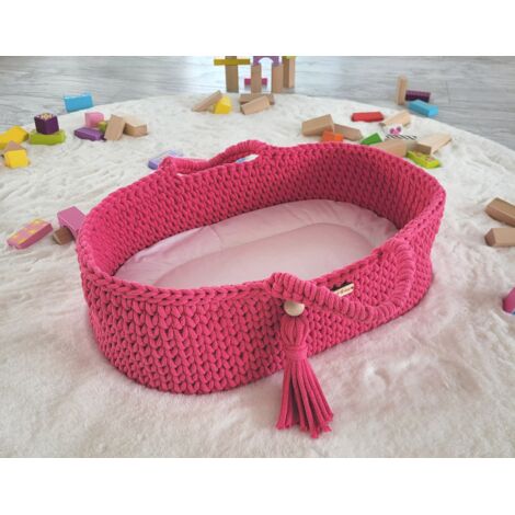Cesta porta-bambole in cotone BOHO - fucsia