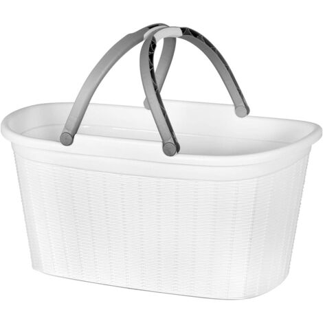 Cesta Porta Biancheria con 2 Manici richiudibili Spaziosa lt 35 salvaspazio casa lavanderia Multiuso per Organizzare traspontare i Tuoi Capi - Colori: bianco