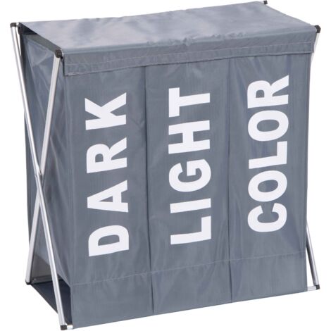 CESTA PORTA BIANCHERIA PIEGHEVOLE ONE A 3 SCOMPARTI 64X32XH62 CM GRIGIO SCURO