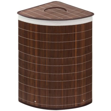 Cesta portabiancheria angolare marrone bucato bambù mod. Balù