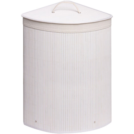 Cesta portabiancheria bianco bucato bambù angolare mod. Balù