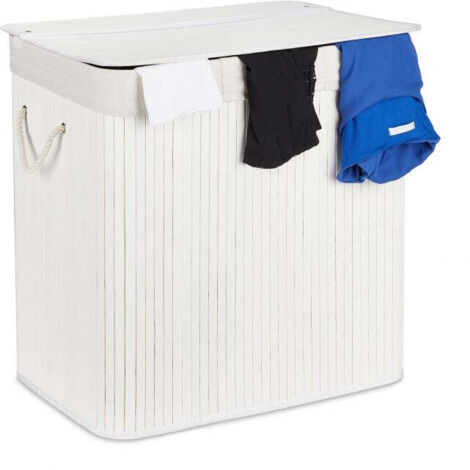 Cesta portabiancheria in bambu 3 scomparti 8830