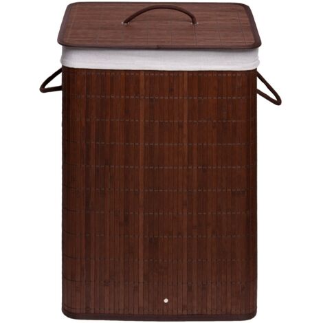 Cesta portabiancheria marrone bucato bambù rettangolare mod. Balù