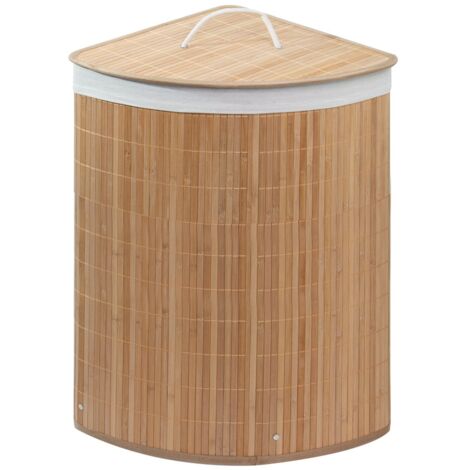 Cesta portabiancheria naturale bucato bambù angolare mod. Balù