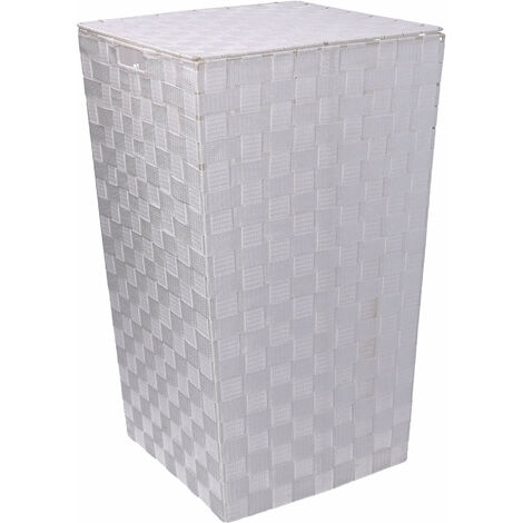 Cesta Portabiancheria Quadro 33x33xh53 cm in Poliestere Bianco