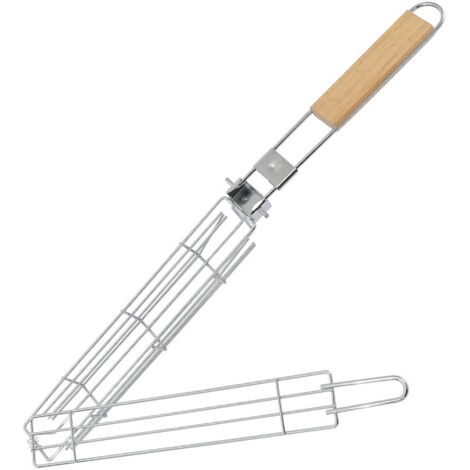 Cesta portátil para parrilla, asa extraíble y cierre seguro, accesorio para barbacoa al aire libre para verduras sueltas, frutas, pescado, pollo y carne.
