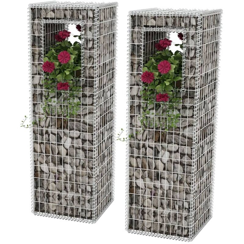 

Cesta poste/jardinera de gaviones 2 unidades acero 50x50x160 cm