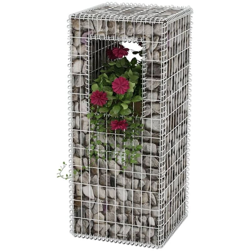 

Cesta poste/jardinera de gaviones de acero 50x50x120 cm - Plateado