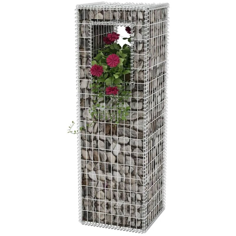 

Cesta poste/jardinera de gaviones de acero 50x50x160 cm - Plateado
