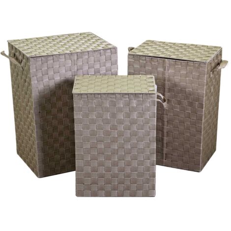 Cesta rectangular 1-3 cm40x30x55 poliéster forrado gris tórtola