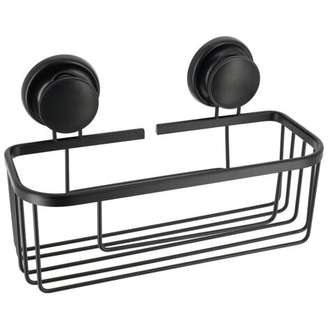 Cesta rectangular de aluminio con ventosas - negro - Tendance