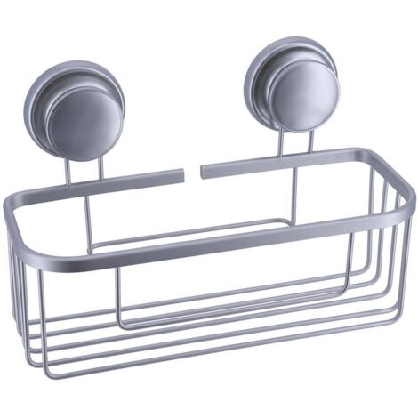 Cesta rectangular de aluminio sobre ventosas - cromo - Tendance