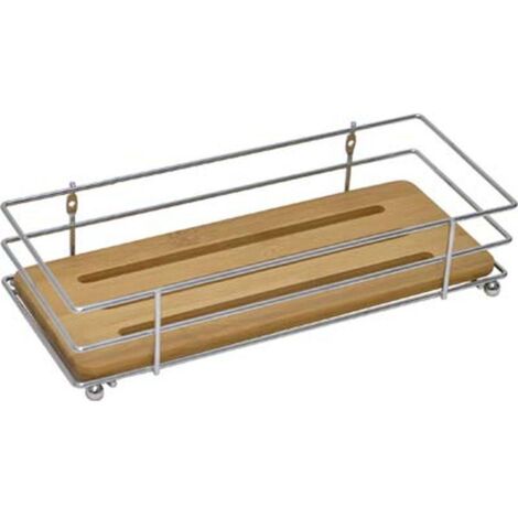 Cesta rectangular estructura metálica bandeja de bambú - bambú cromado - Tendance