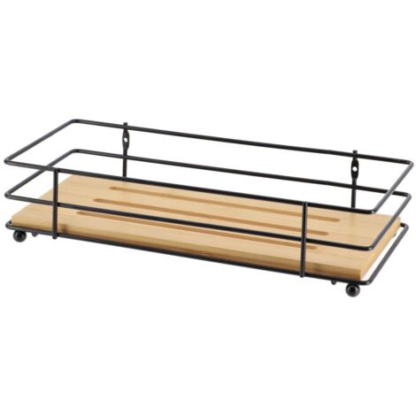 Cesta rectangular estructura metálica tapa de bambú - bambú negro - Tendance