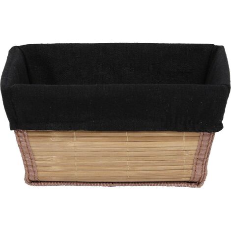 Cesta rectangular evase bambú y pp 21x16x11 cm - bambú tejido negro - Tendance