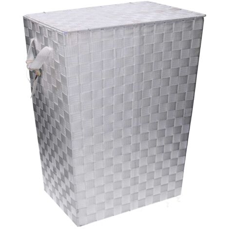 Cesta rectangular forrada poliéster blanco cm40x30h53