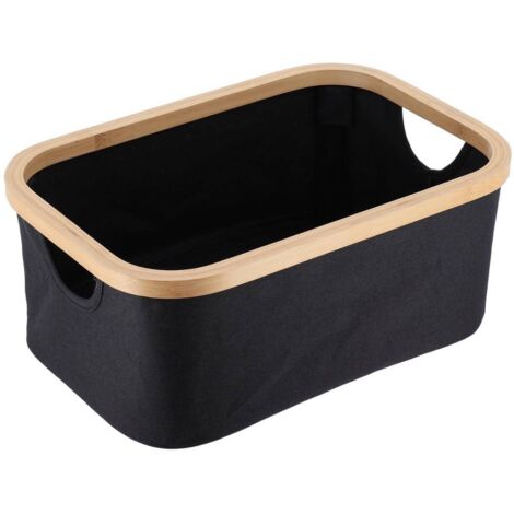 Cesta rectangular plegable fleje de bambú de poliéster - bambú negro - Tendance