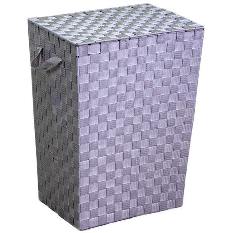 Cesta rectangular poliéster forrada gris cm40x30h53