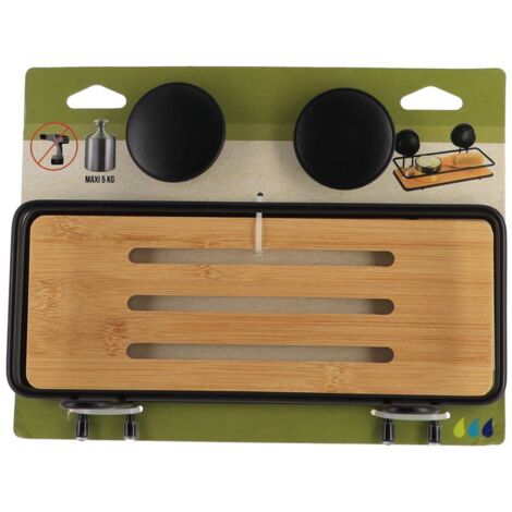 Cesta rectangular sobre ventosas estructura metálica tapa de bambú - bambú negro - Tendance